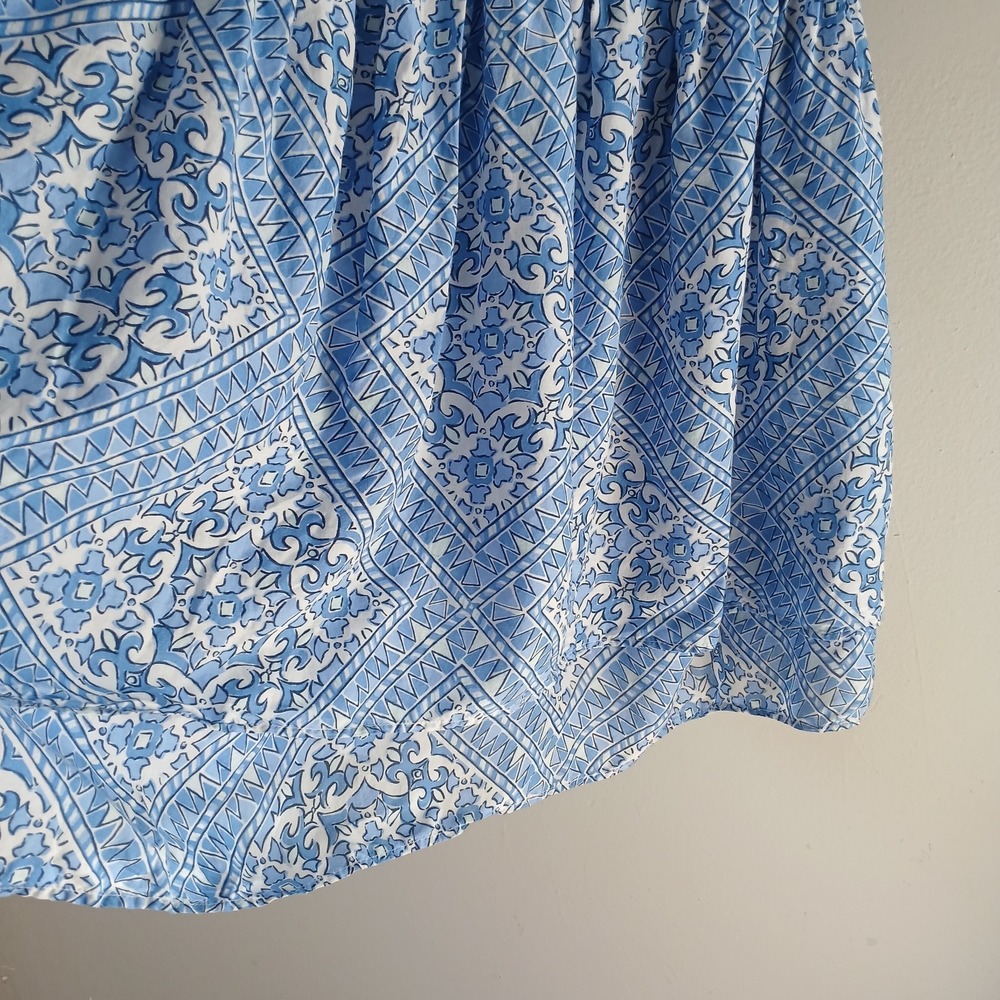 Vineyard Vines Women's Size Medium Cay Scarf Print Pintuck Dress Fringe Mini - Picture 6 of 16